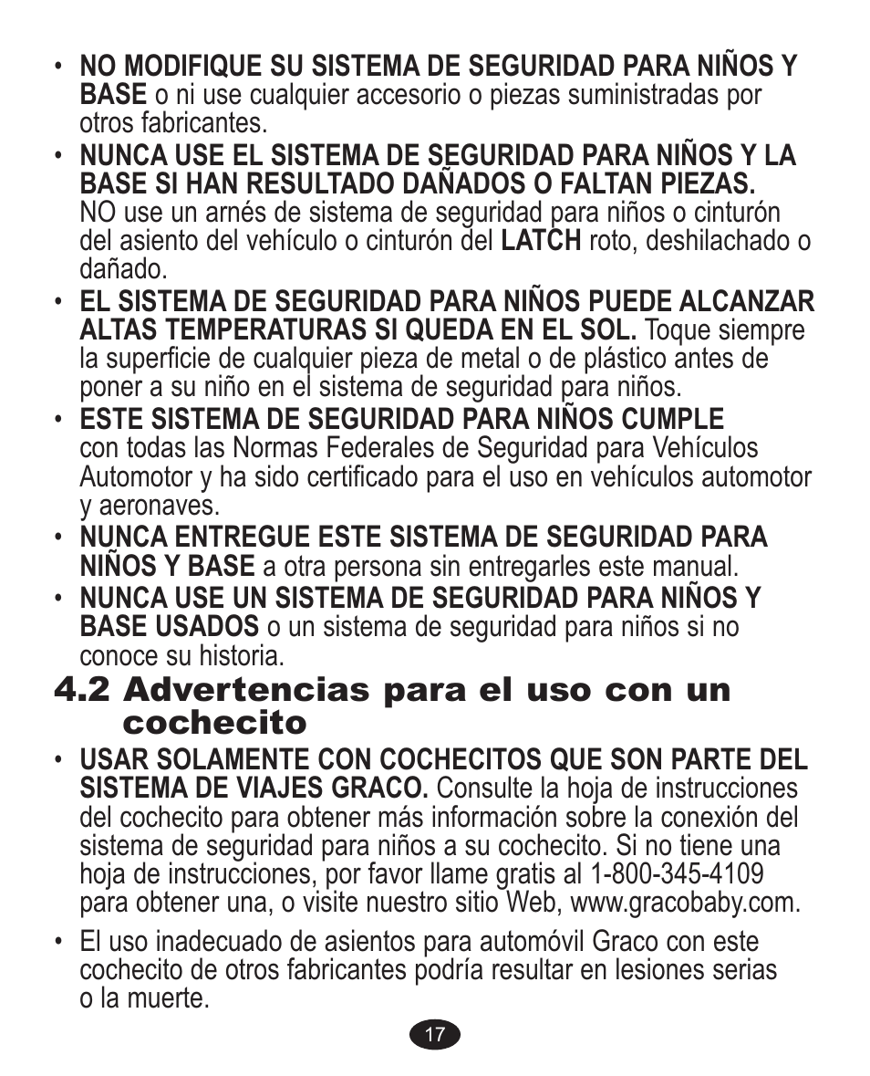 2 advertencias para el uso con un cochecito | Graco Alano Flip It 1761726 User Manual | Page 97 / 120