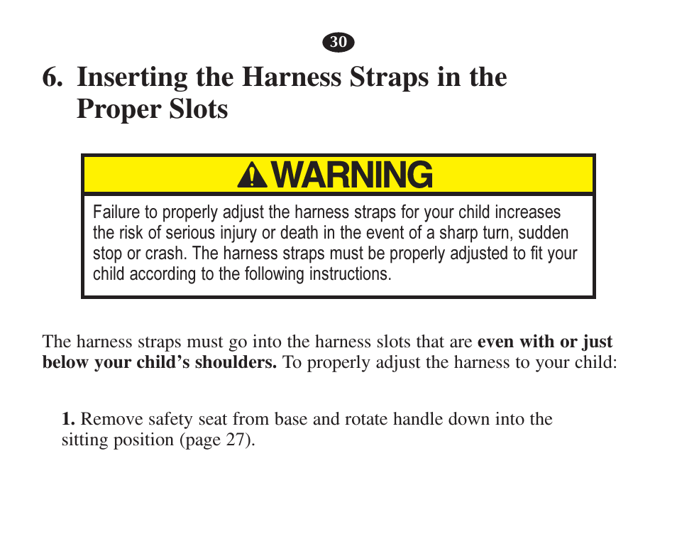 Inserting the harness straps in the proper slots | Graco 7421 User Manual | Page 49 / 124