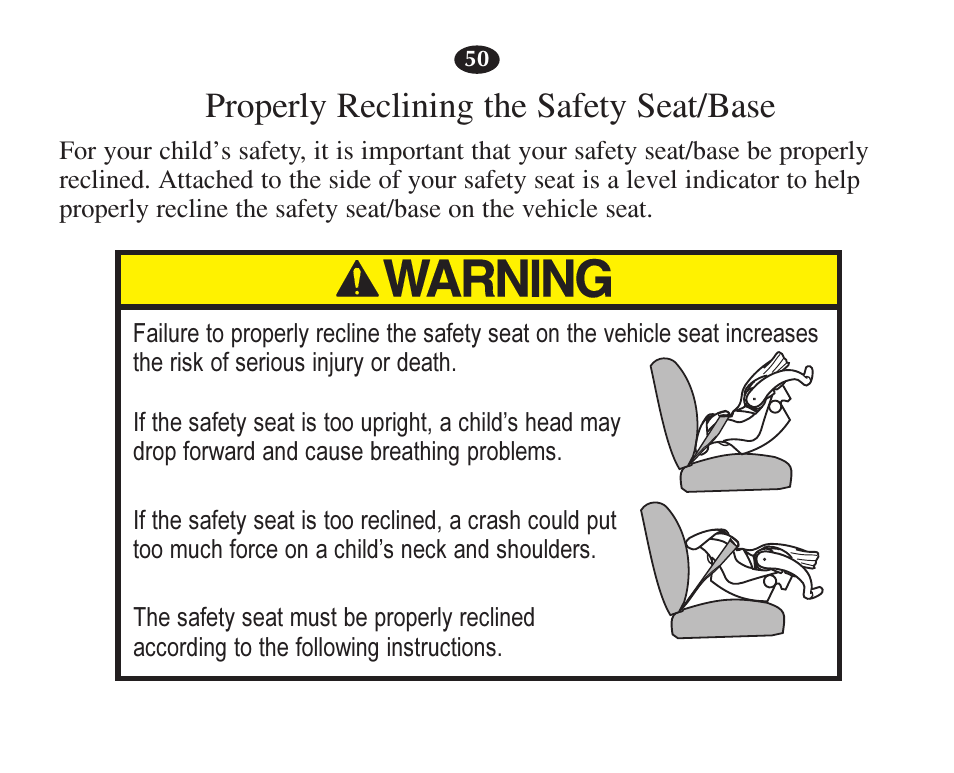 Properly reclining the safety seat/base | Graco 7421 User Manual | Page 69 / 124