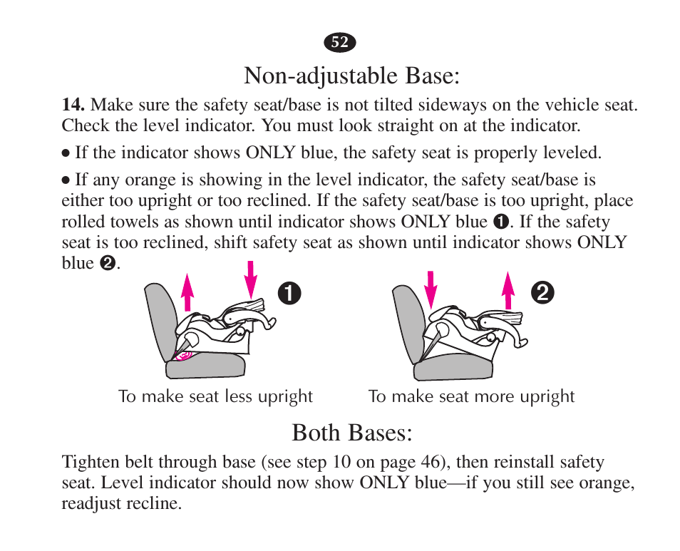 Non-adjustable base, Both bases | Graco 7421 User Manual | Page 71 / 124