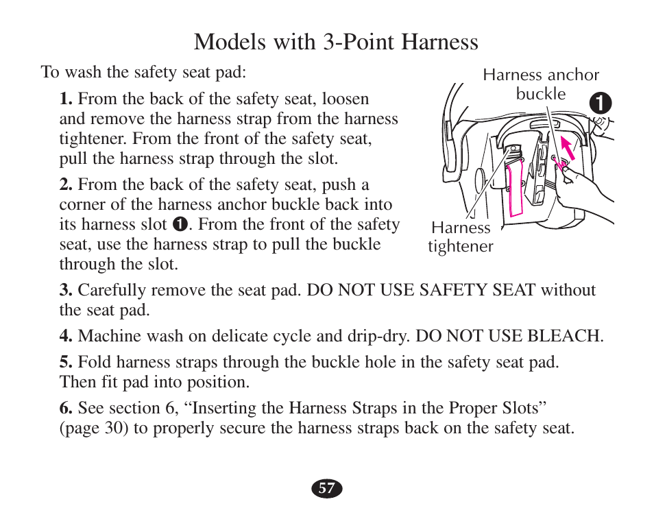 Models with 3-point harness | Graco 7421 User Manual | Page 76 / 124