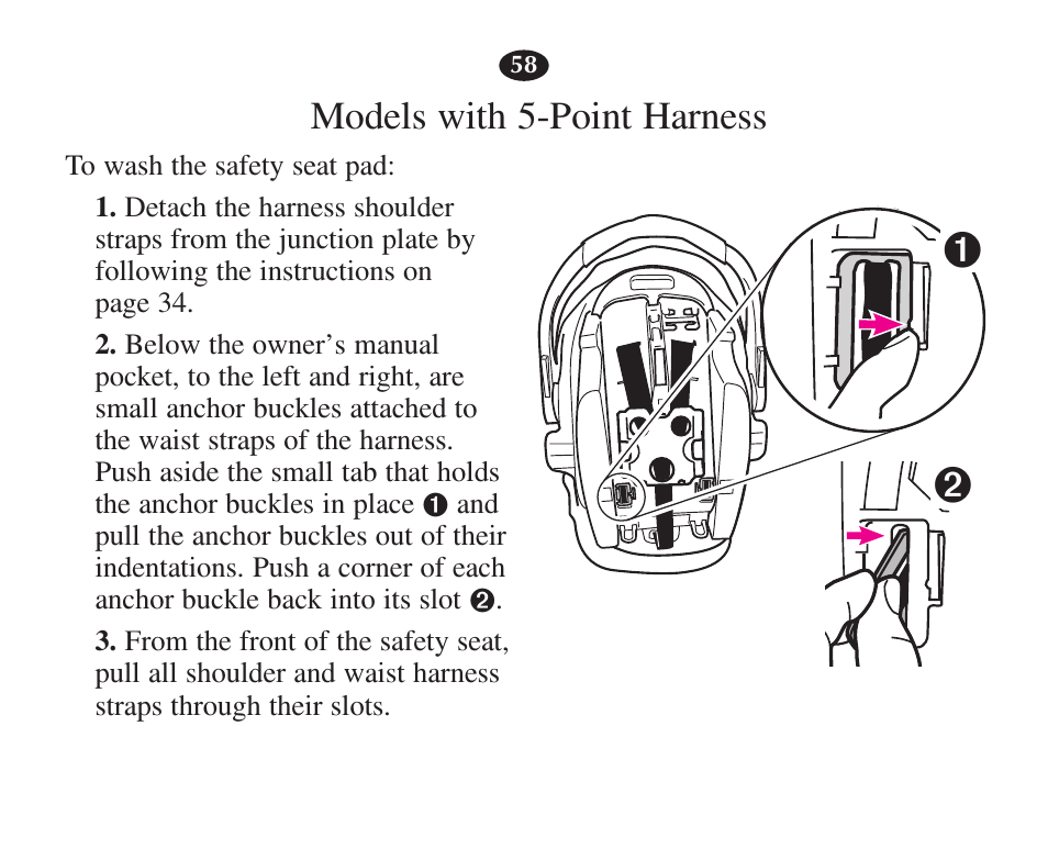 Models with 5-point harness | Graco 7421 User Manual | Page 77 / 124