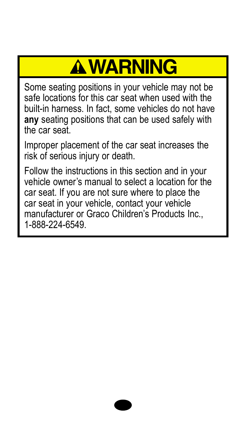 2 selecting a suitable location for the car seat | Graco 8480 User Manual | Page 19 / 56