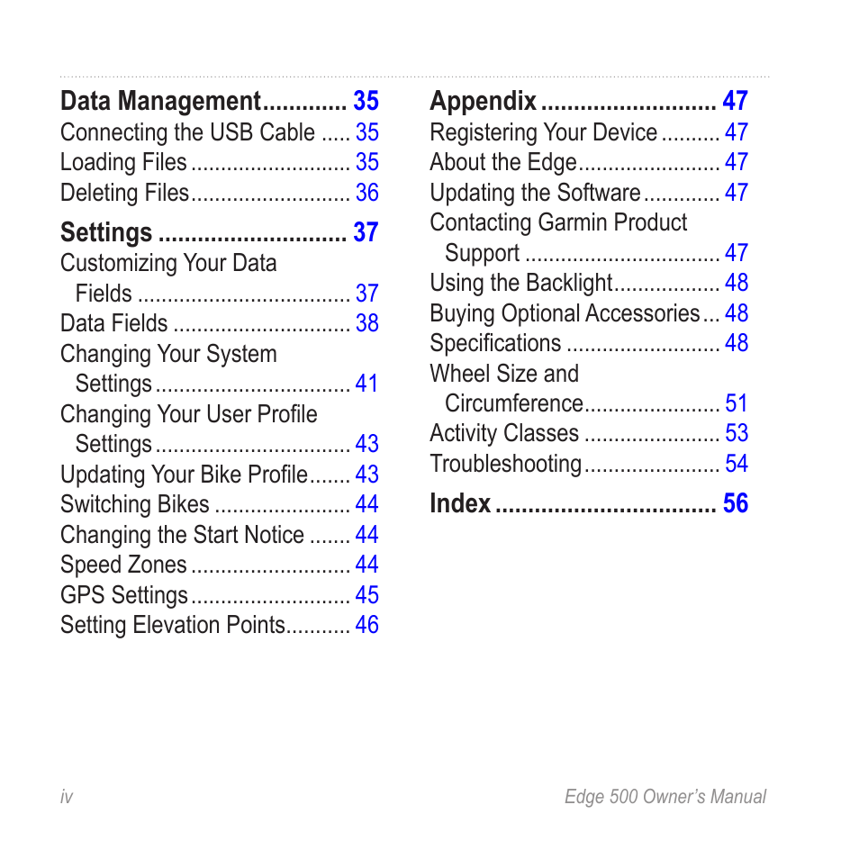 Garmin Edge 500 User Manual | Page 4 / 64