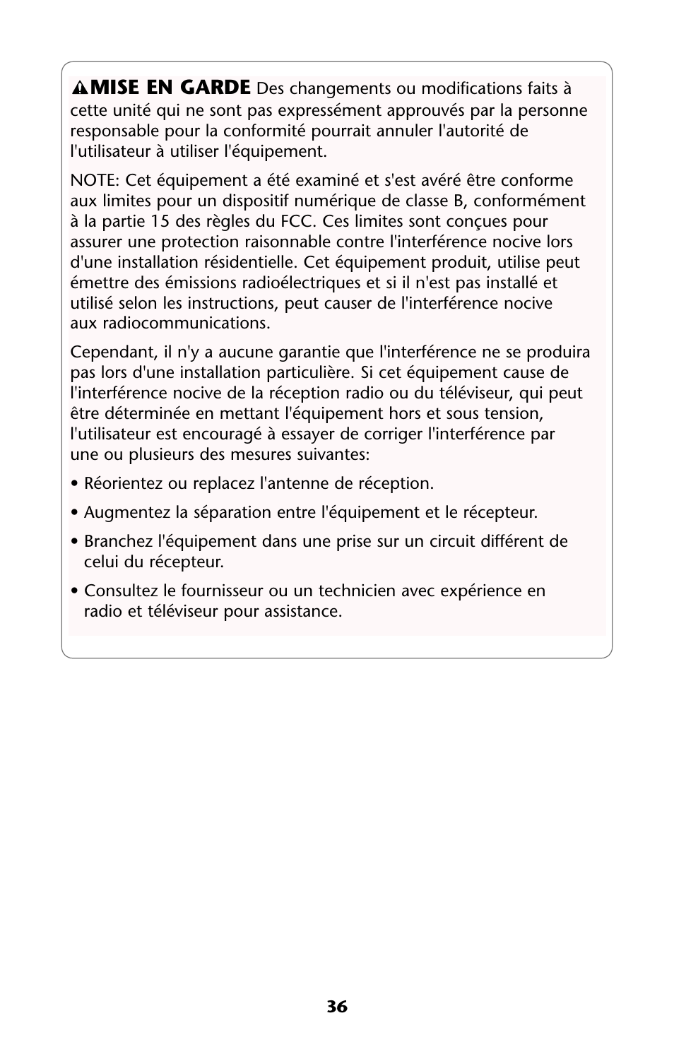 Mise en garde | Graco ISPJ003AB User Manual | Page 36 / 48