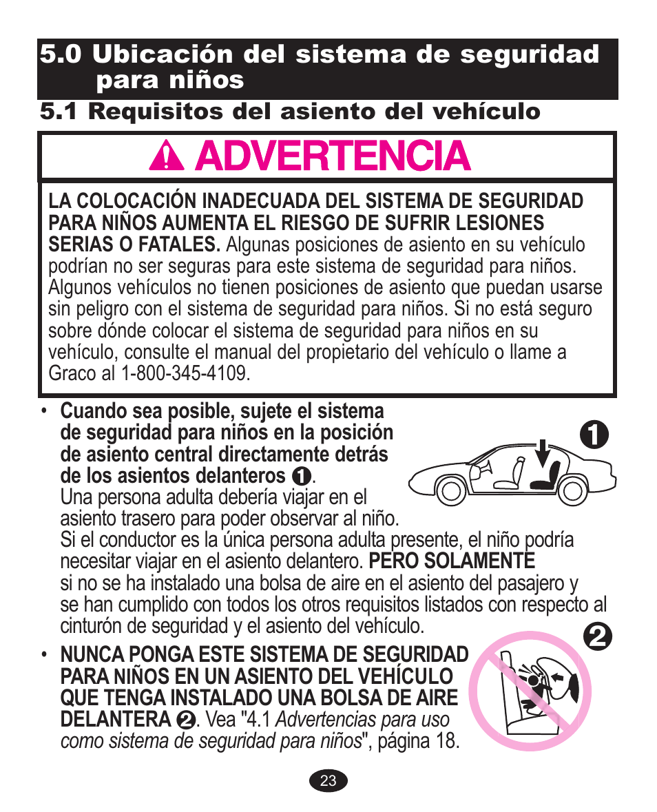 0 ubicación del sistema de seguridad para niños | Graco ISPA199AA User Manual | Page 111 / 136