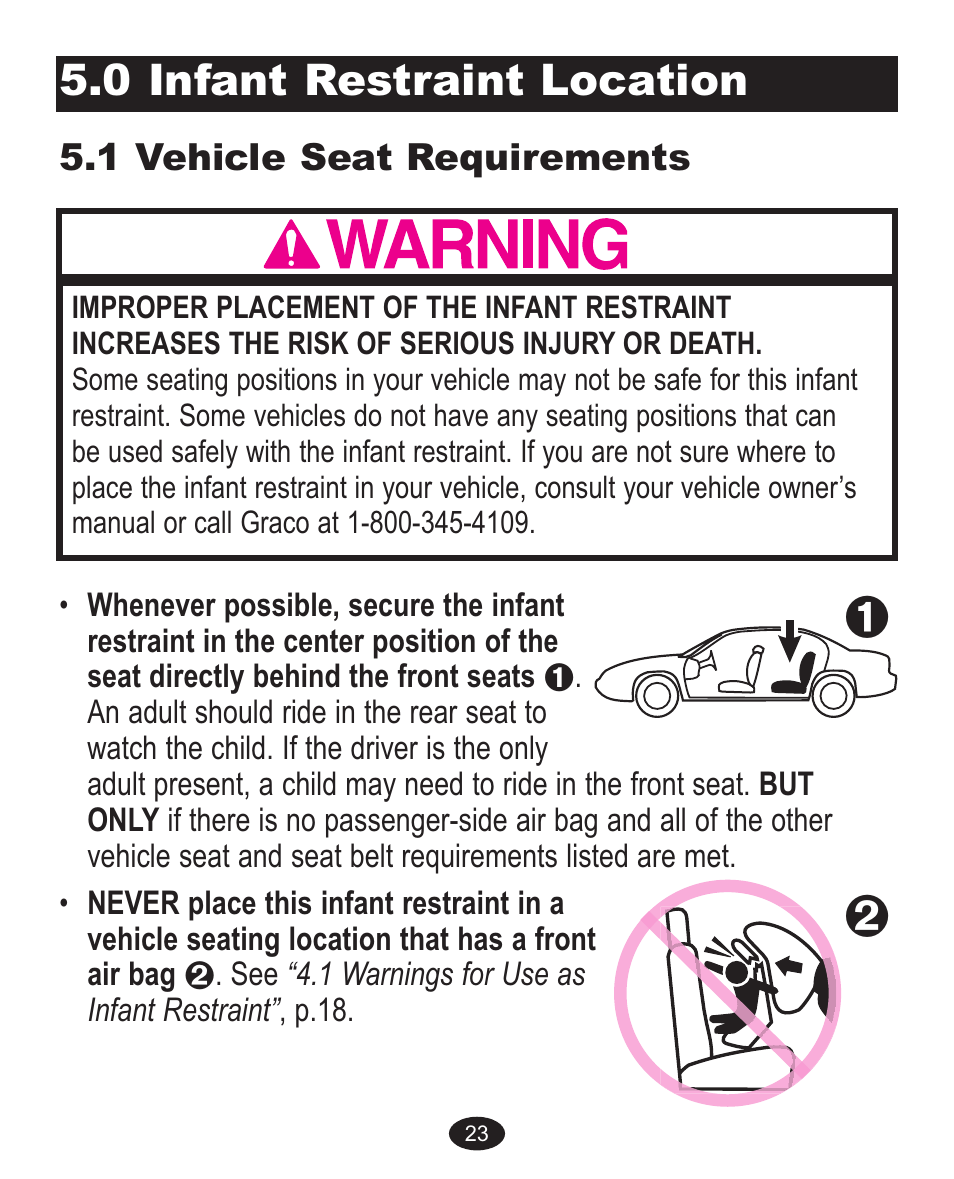 0 infant restraint location | Graco ISPA199AA User Manual | Page 63 / 136
