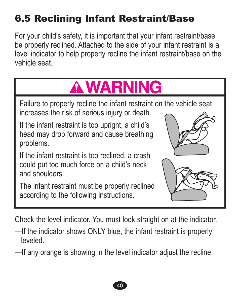 5 reclining infant restraint/base | Graco ISPA199AA User Manual | Page 80 / 136