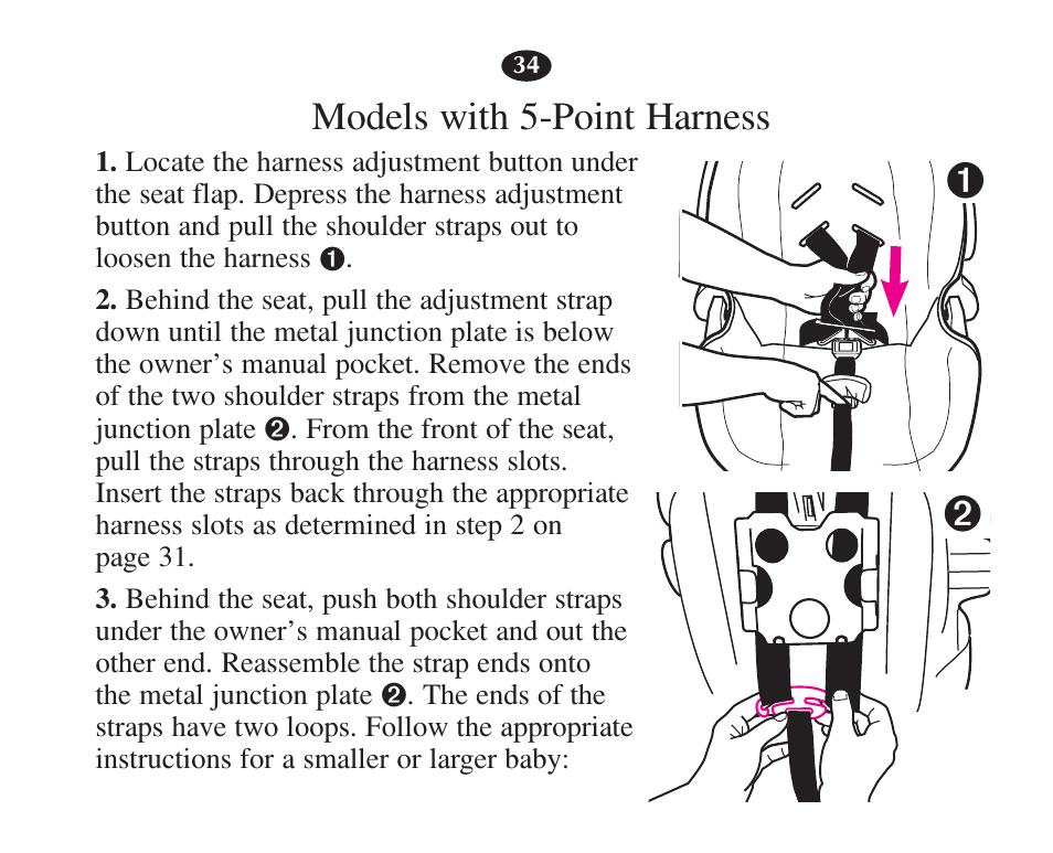 Models with 5-point harness | Graco 7427 User Manual | Page 51 / 122
