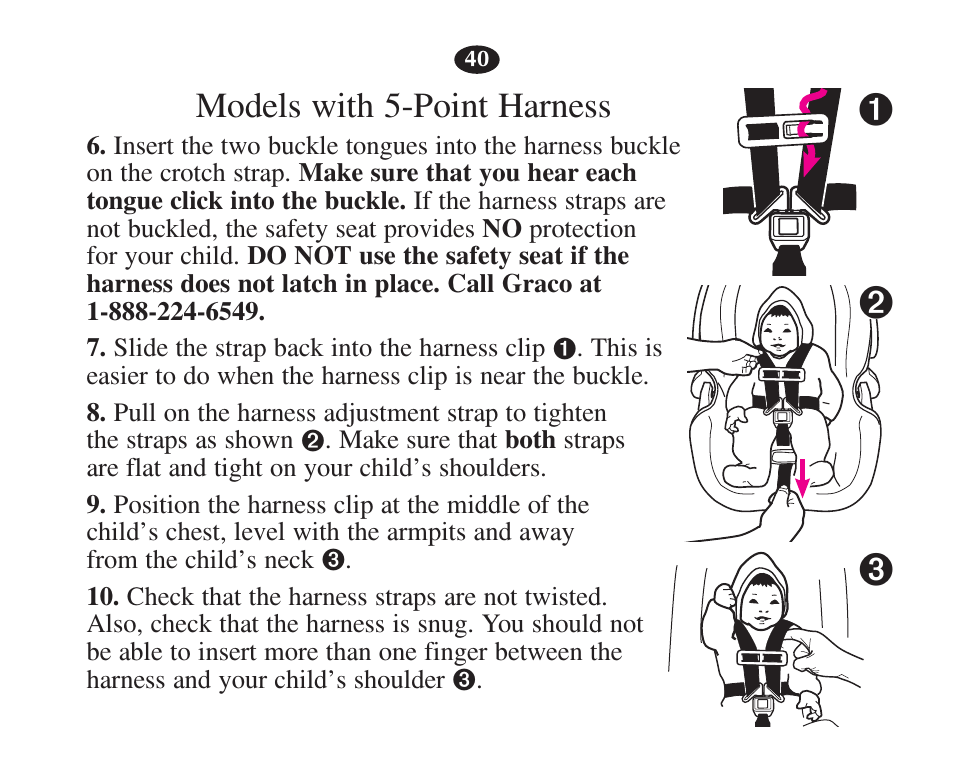 Мк л, Models with 5-point harness | Graco 7427 User Manual | Page 57 / 122