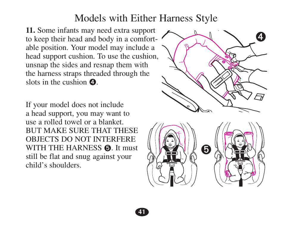 Models with either harness style | Graco 7427 User Manual | Page 58 / 122