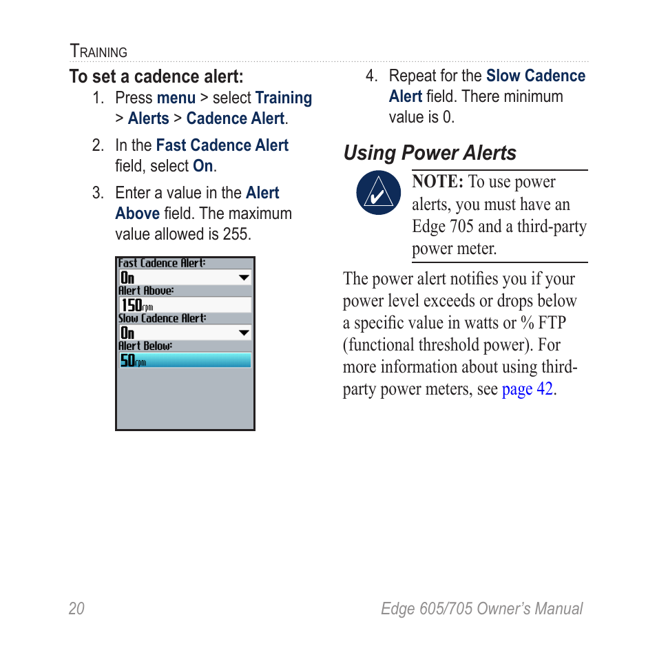 Using power alerts | Graco EDGE 705 User Manual | Page 26 / 80