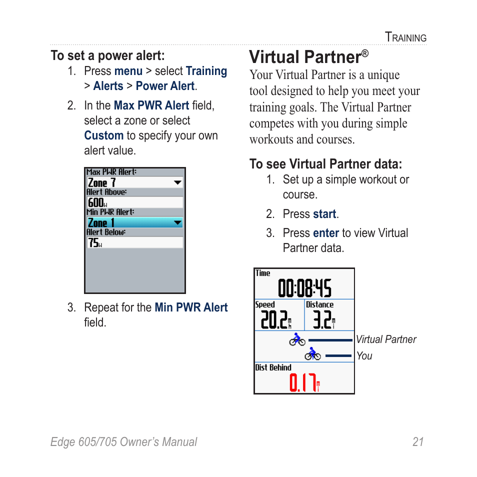 Virtual partner | Graco EDGE 705 User Manual | Page 27 / 80