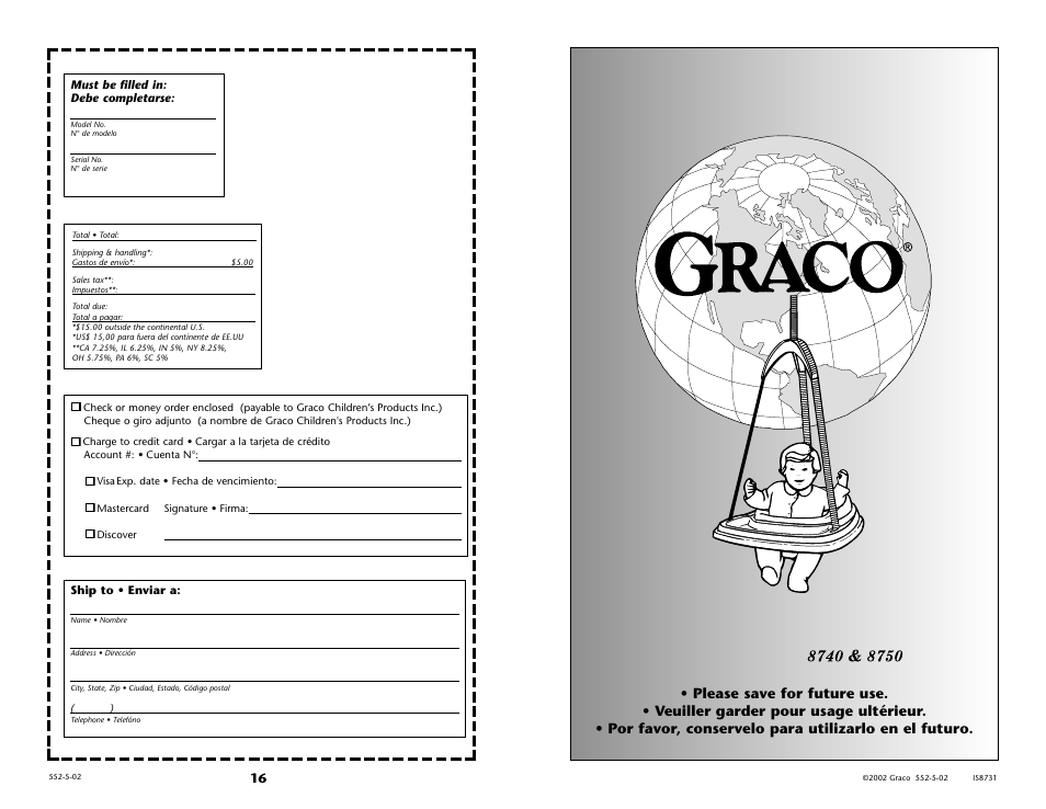 Graco Jumpster 16552-5-02 User Manual | Page 16 / 16