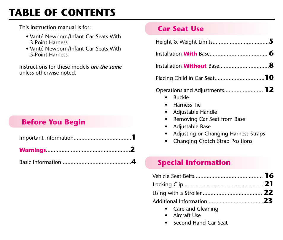 Graco Baby Seat User Manual | Page 2 / 28