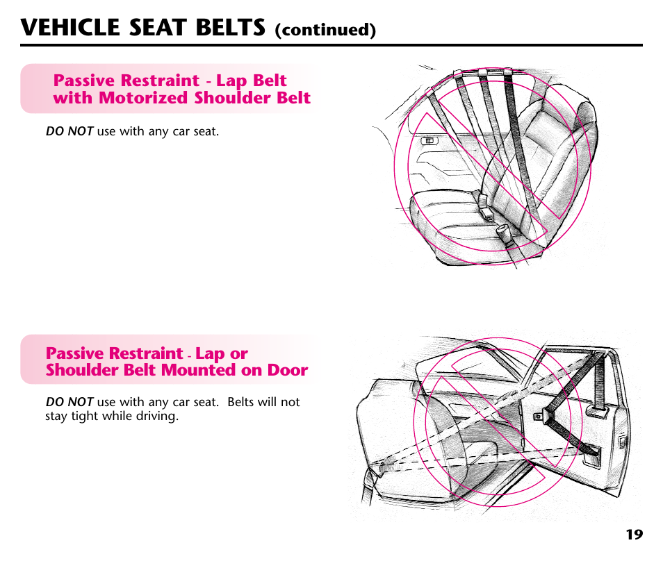 Vehicle seat belts | Graco Baby Seat User Manual | Page 21 / 28
