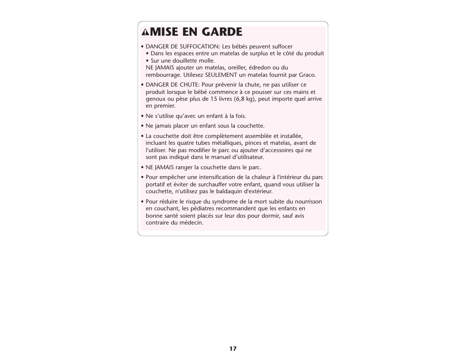 Mise en garde | Graco ISPP066AA User Manual | Page 17 / 46