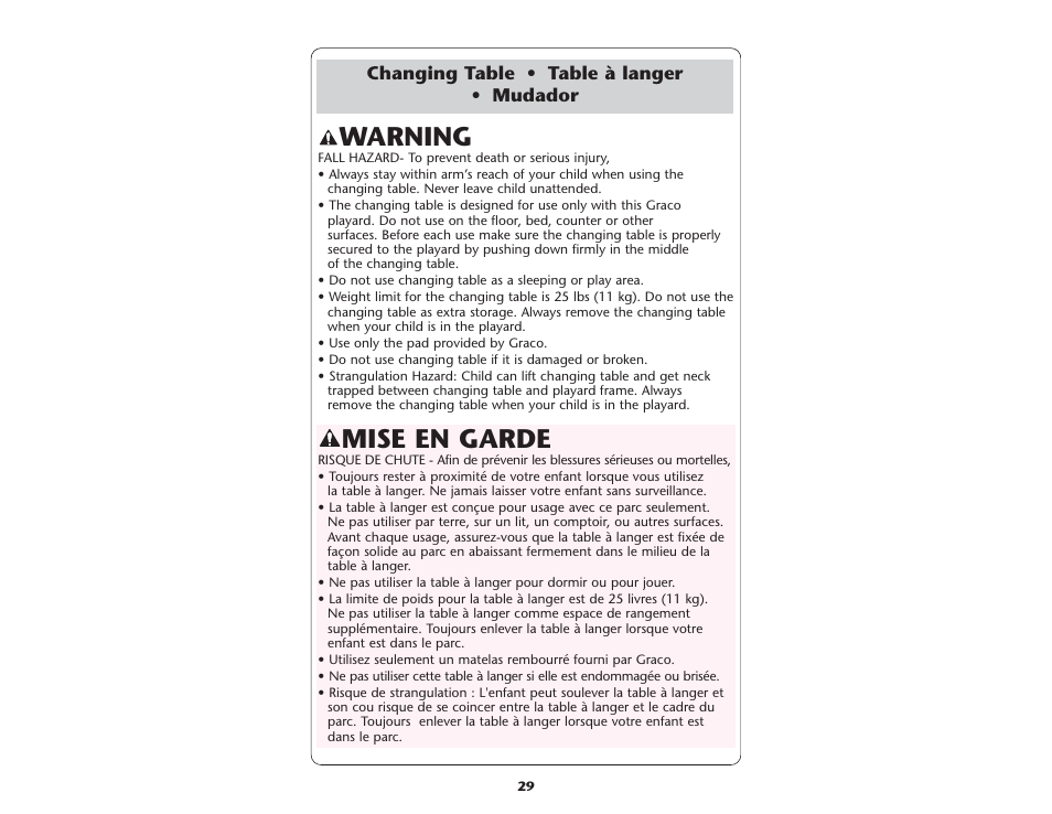 Mise en garde, Warning | Graco ISPP066AA User Manual | Page 29 / 46