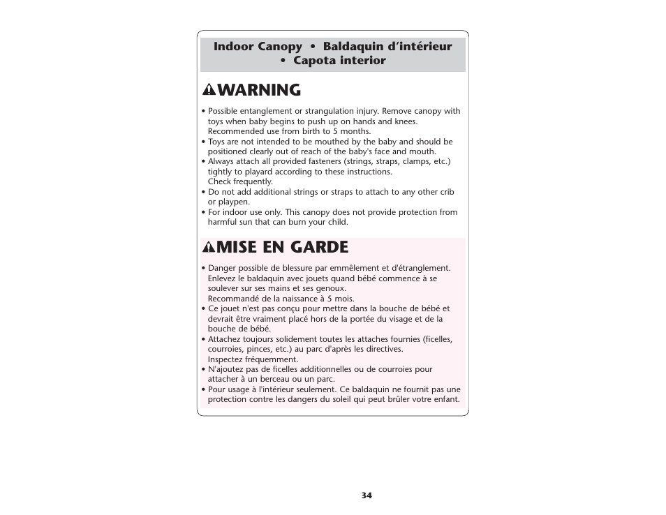 Mise en garde, Warning | Graco ISPP066AA User Manual | Page 34 / 46