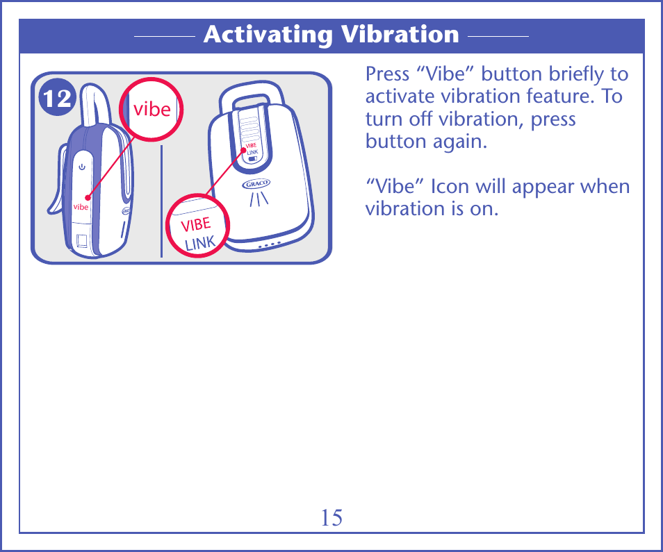 15 activating vibration | Graco IMONITOR 2M13 User Manual | Page 18 / 67