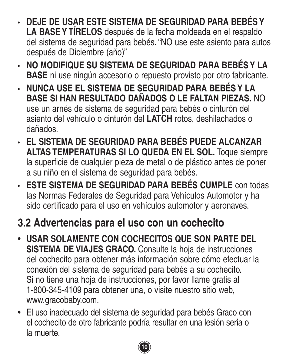 2 advertencias para el uso con un cochecito | Graco SafeSeat Birkshire 8A12BKR User Manual | Page 54 / 88