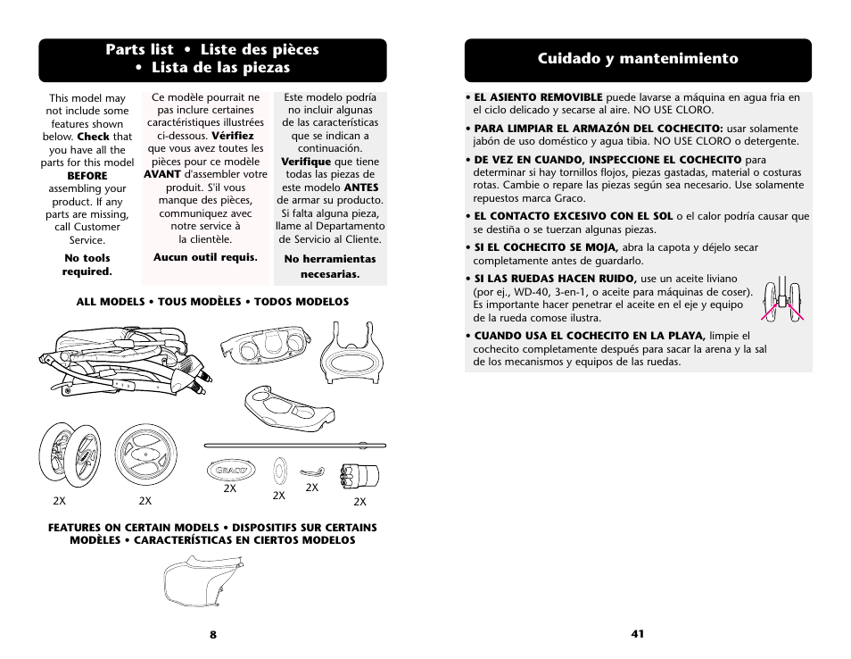 Cuidado y mantenimiento | Graco ISPA001AE User Manual | Page 41 / 48