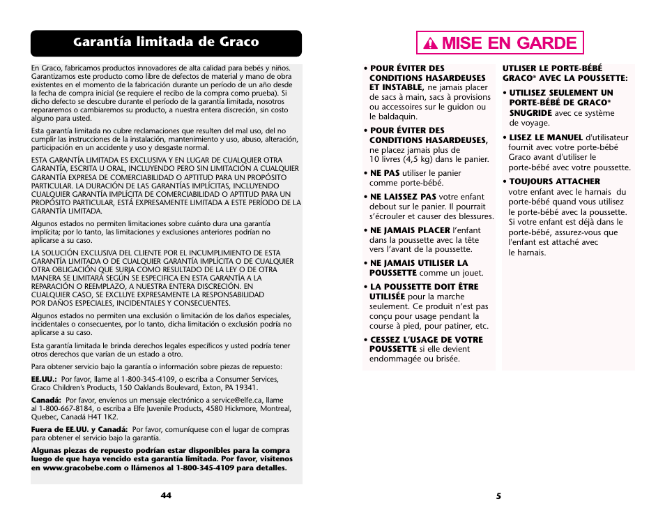 Arantía limitada de graco | Graco ISPA001AE User Manual | Page 44 / 48