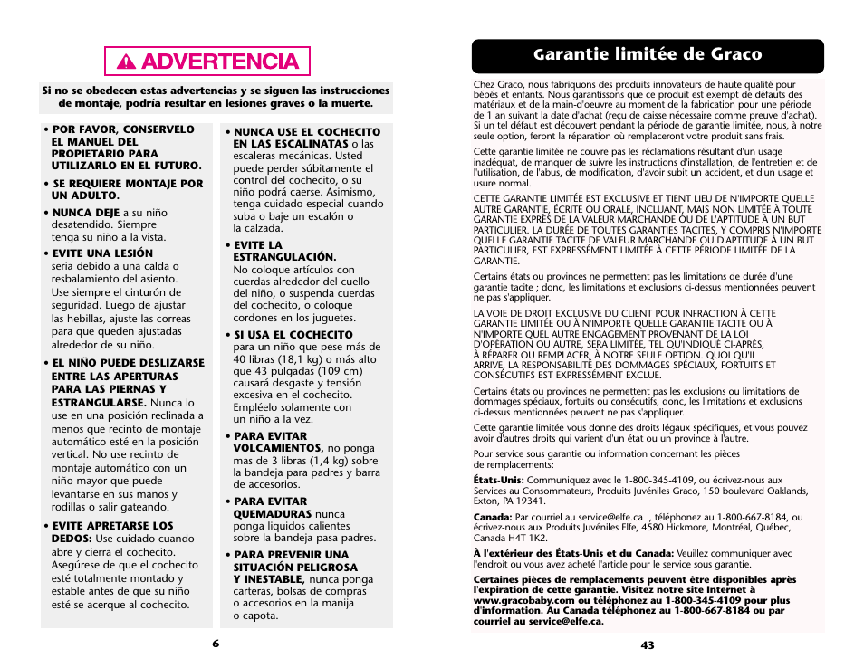 Arantie limitée de graco | Graco ISPA001AE User Manual | Page 6 / 48