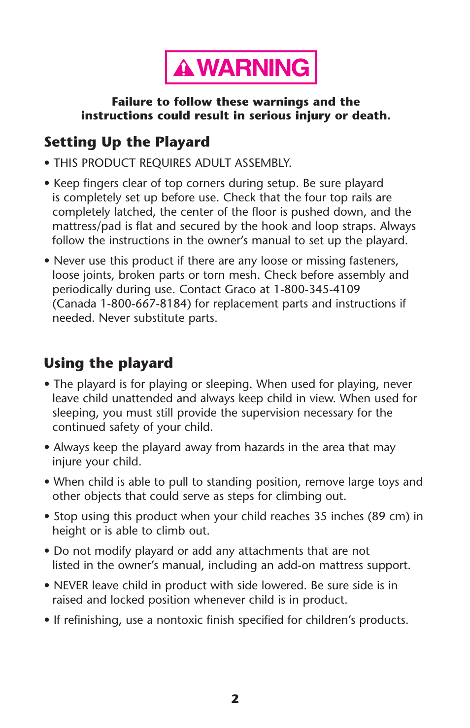 Setting up the playard, Using the playard | Graco Travel Lite PD114224B User Manual | Page 2 / 32