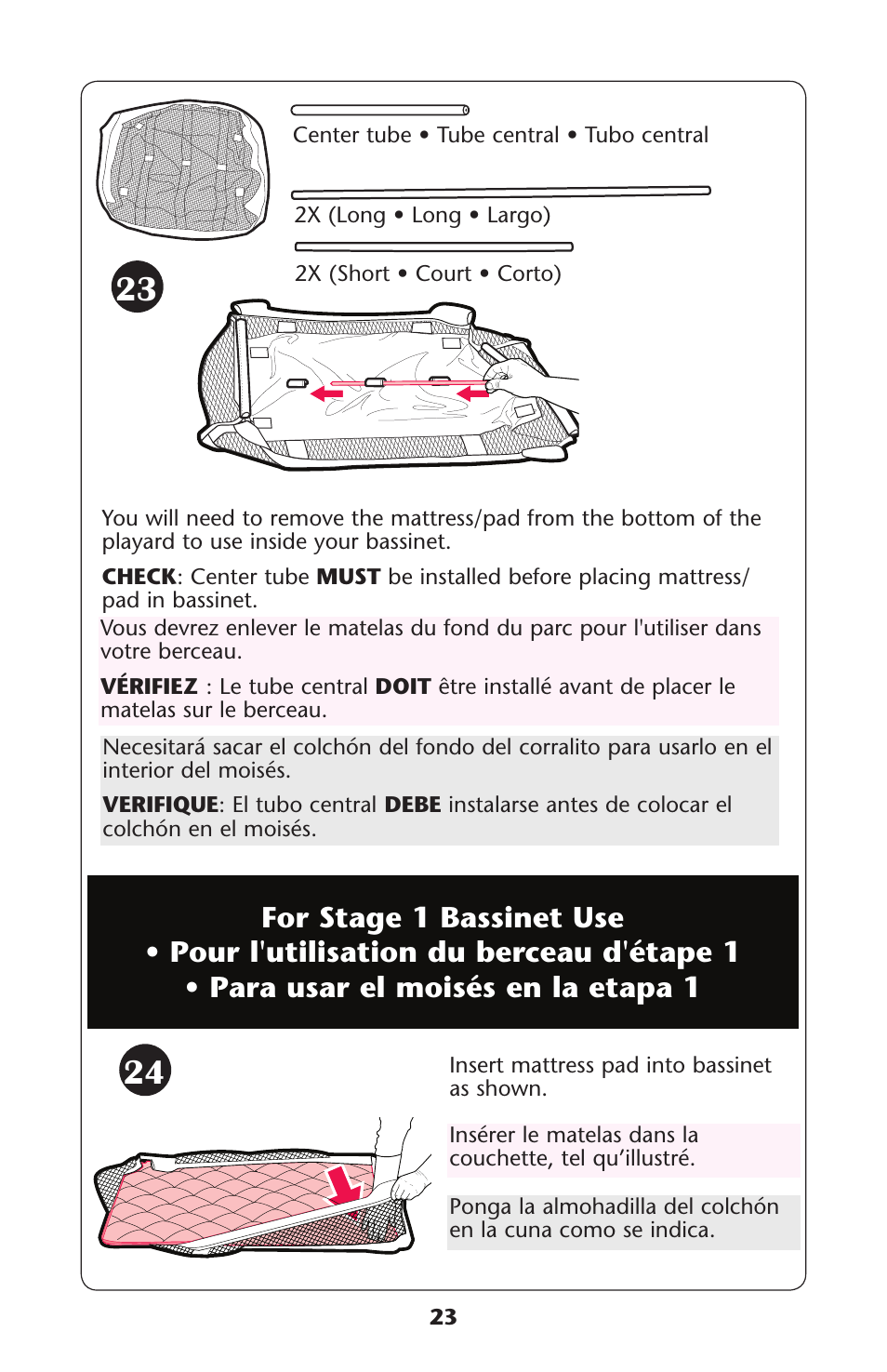 For stage 1 bassinet use s s | Graco Travel Lite PD114224B User Manual | Page 23 / 32