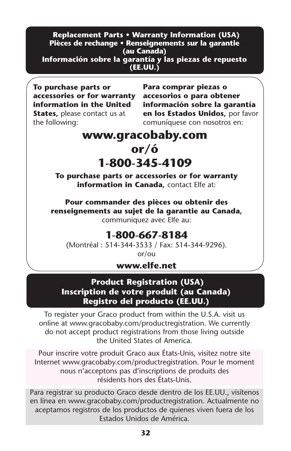 Graco Travel Lite PD114224B User Manual | Page 32 / 32
