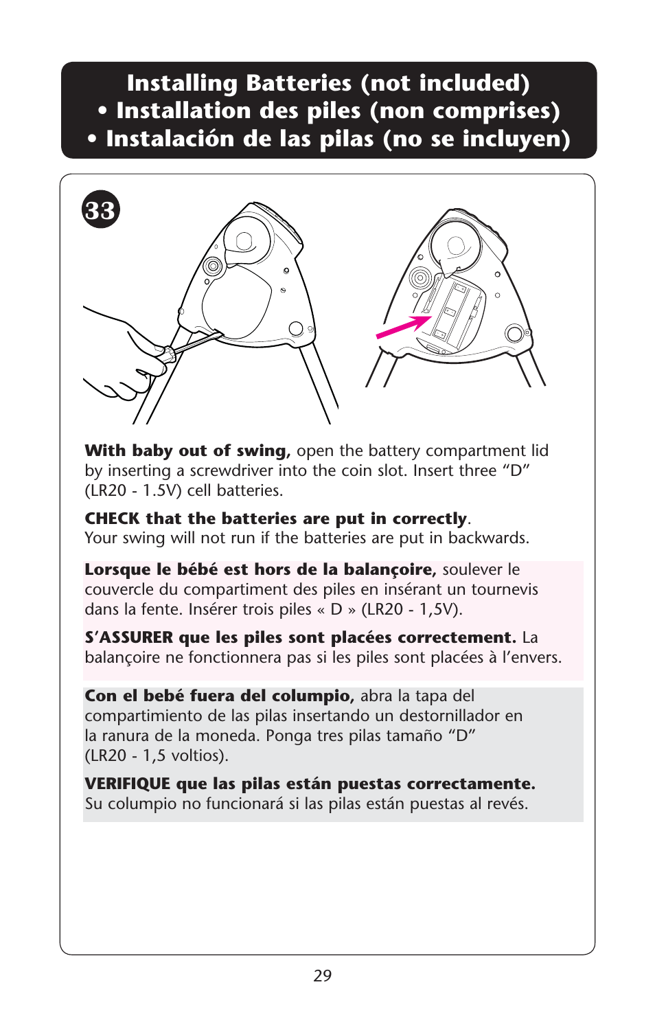 Nstalling s s | Graco Swing 'N Bounce 1764336 User Manual | Page 29 / 52