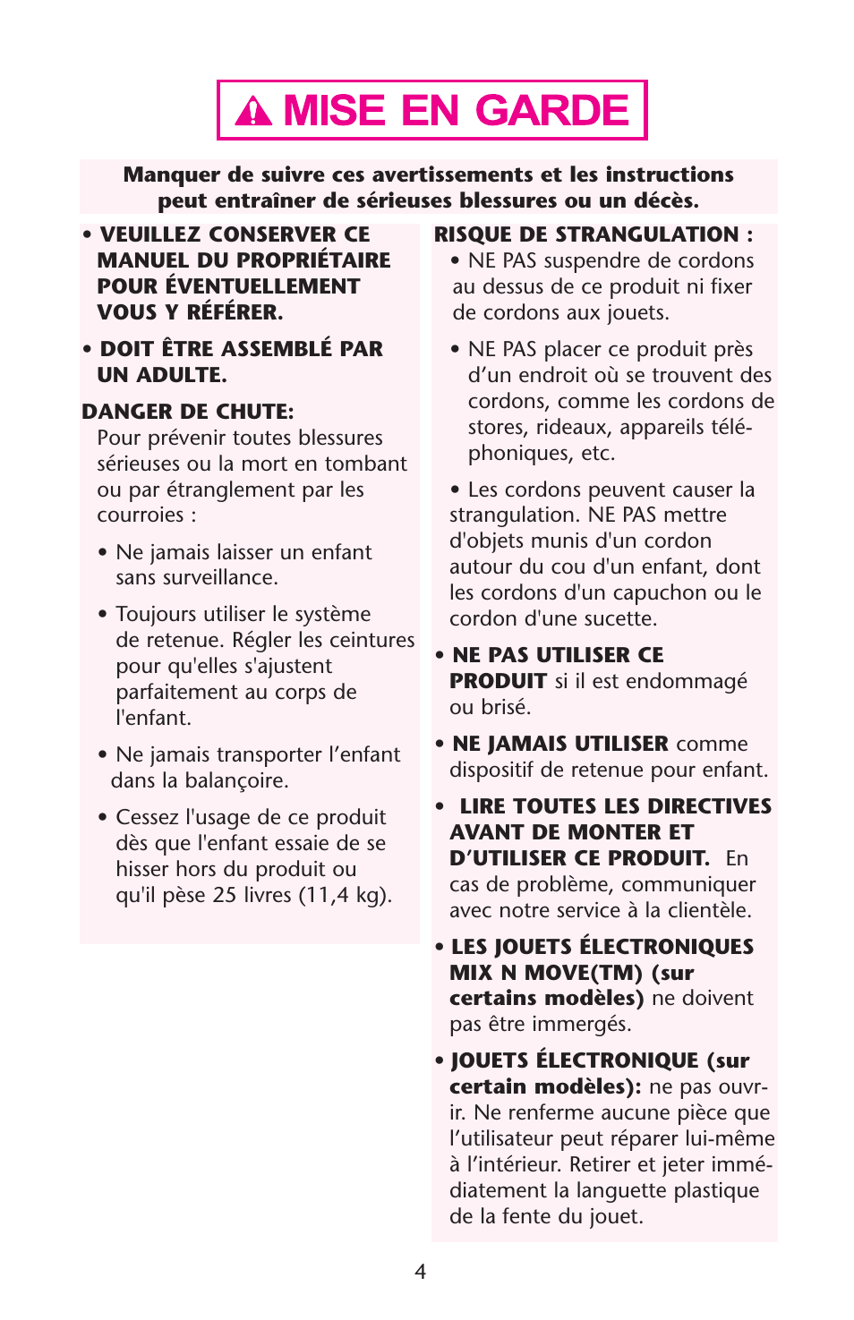 Graco Swing 'N Bounce 1764336 User Manual | Page 4 / 52