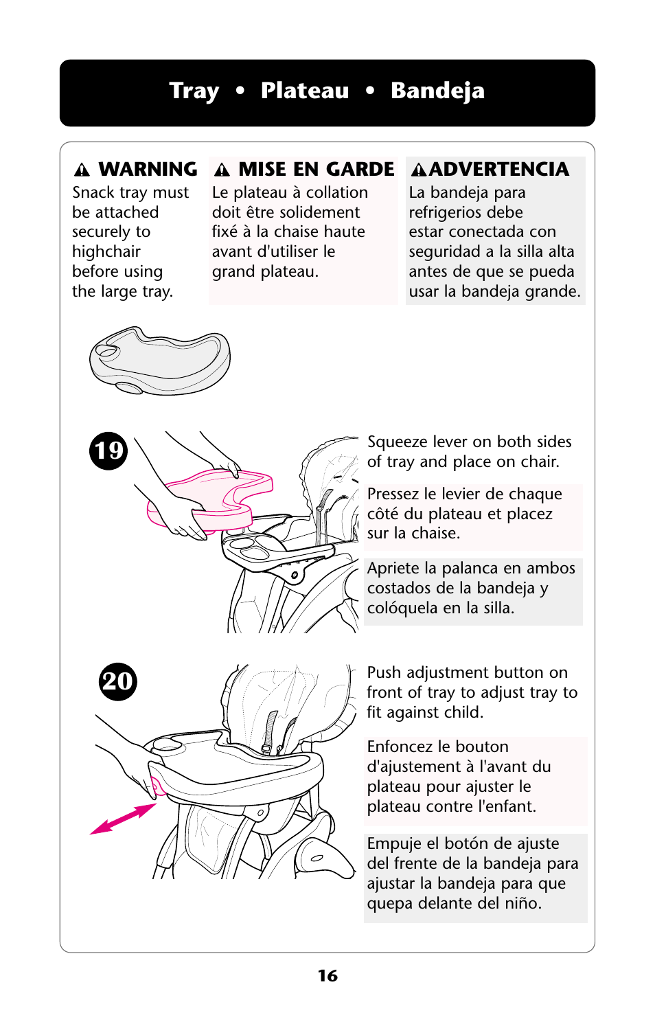 Tray • plateau • bandeja | Graco HARMONY High Chair User Manual | Page 16 / 32