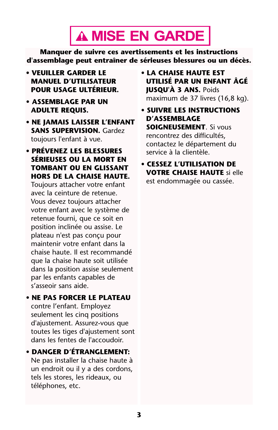 Graco HARMONY High Chair User Manual | Page 3 / 32