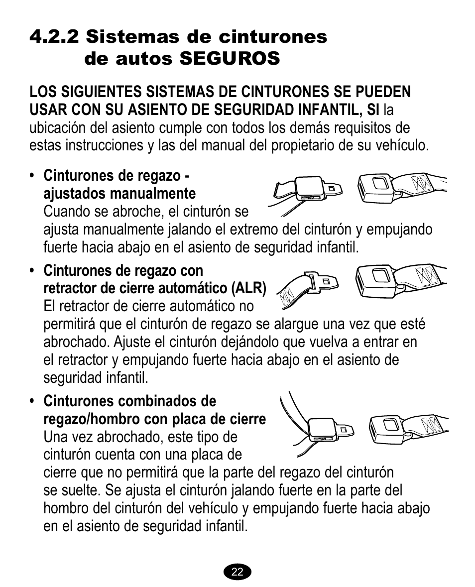 2 sistemas de cinturones de autos seguros | Graco Baby Carrier User Manual | Page 63 / 82