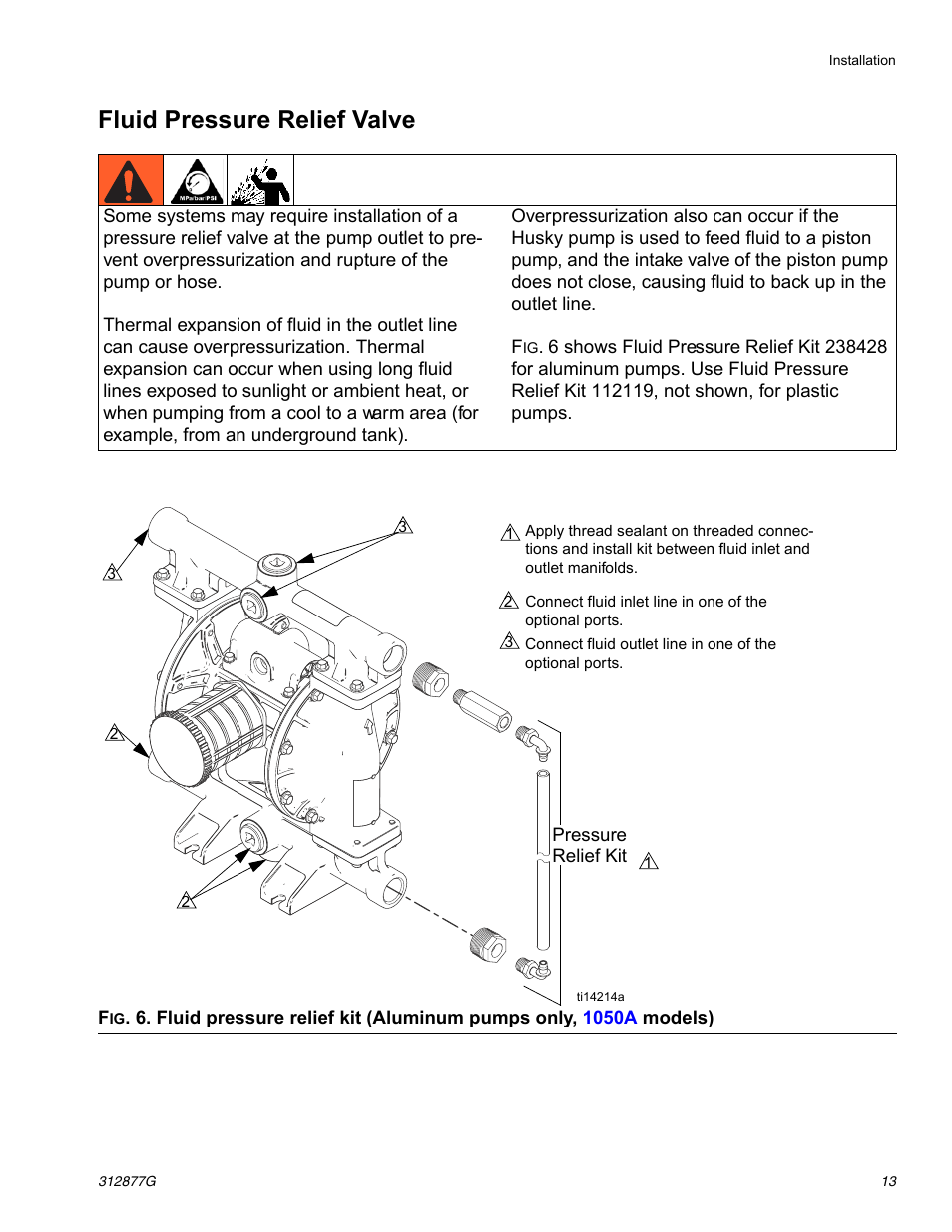 Fluid pressure relief valve | Graco HUSKY 312877C User Manual | Page 13 / 24