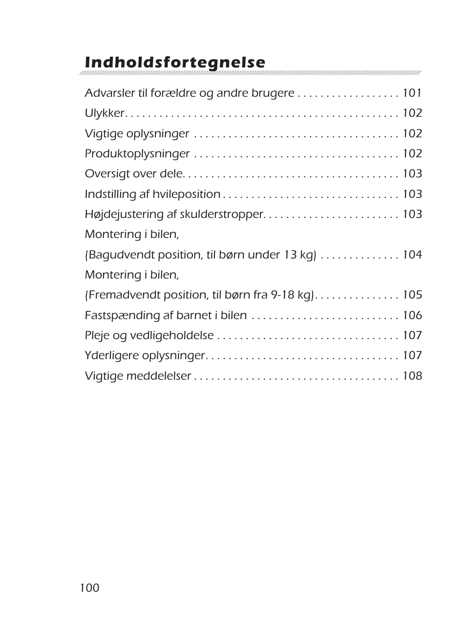 Indholdsfortegnelse | Graco 8H98 User Manual | Page 100 / 140