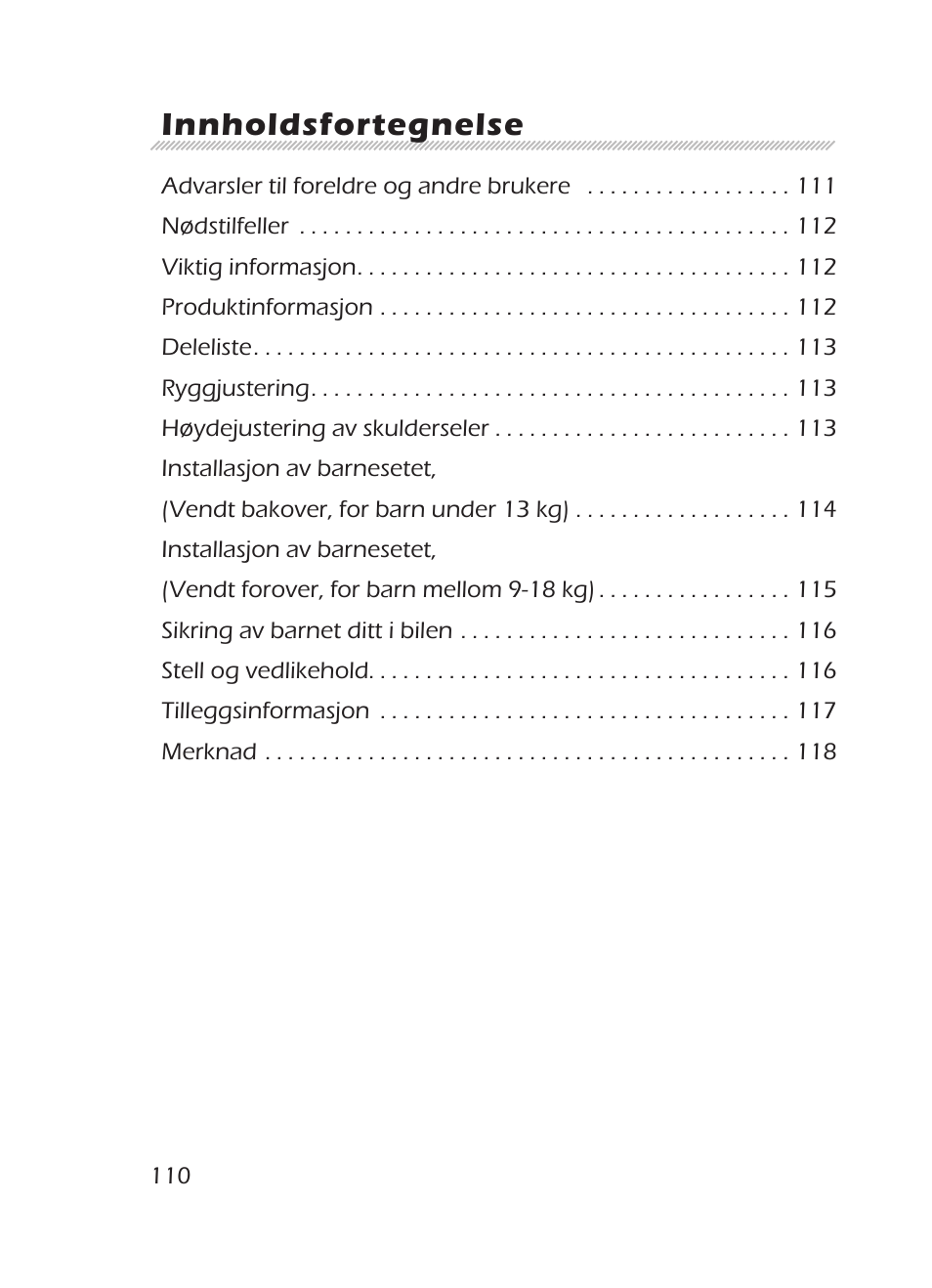 Innholdsfortegnelse | Graco 8H98 User Manual | Page 110 / 140