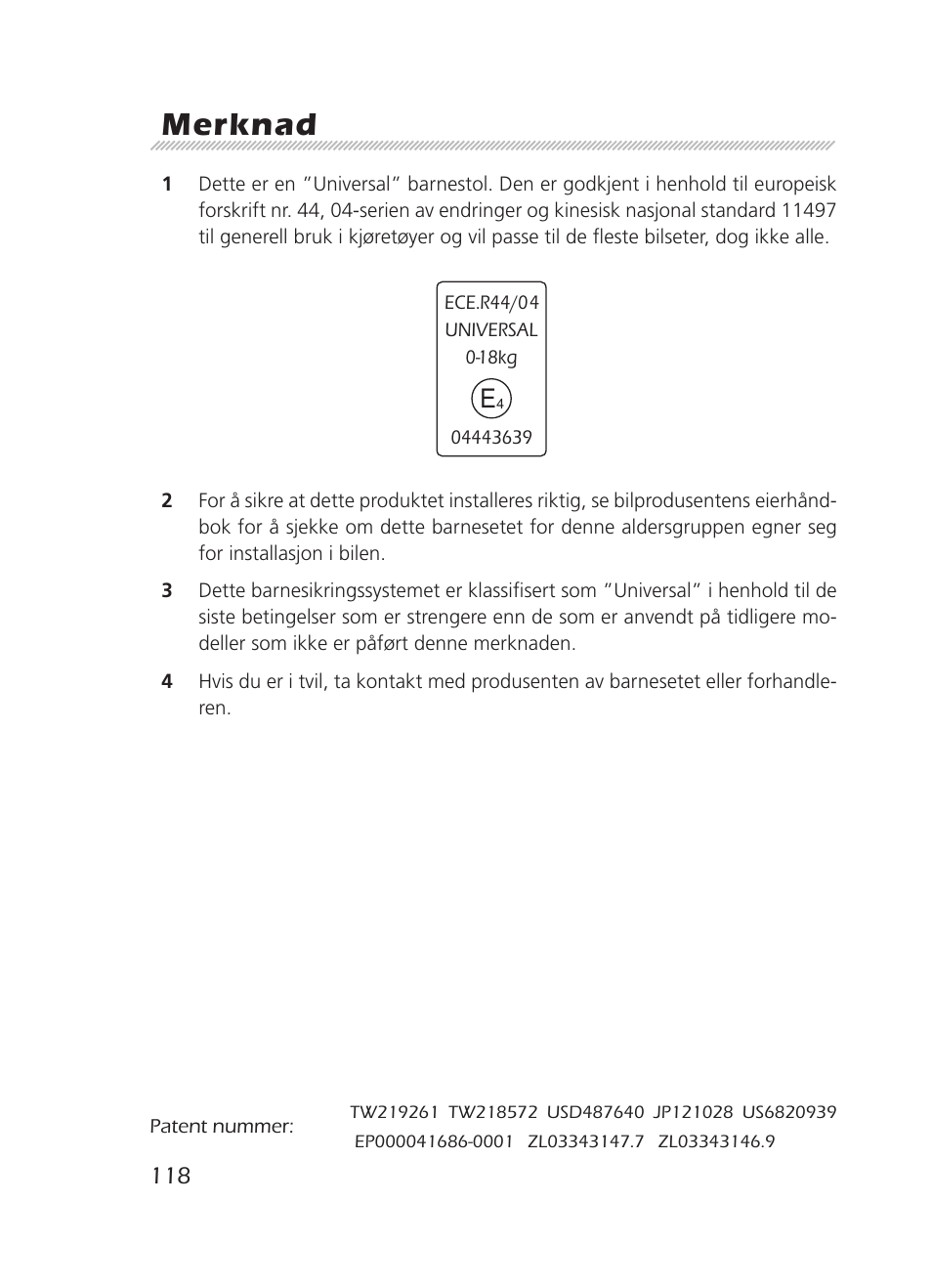 Merknad | Graco 8H98 User Manual | Page 118 / 140