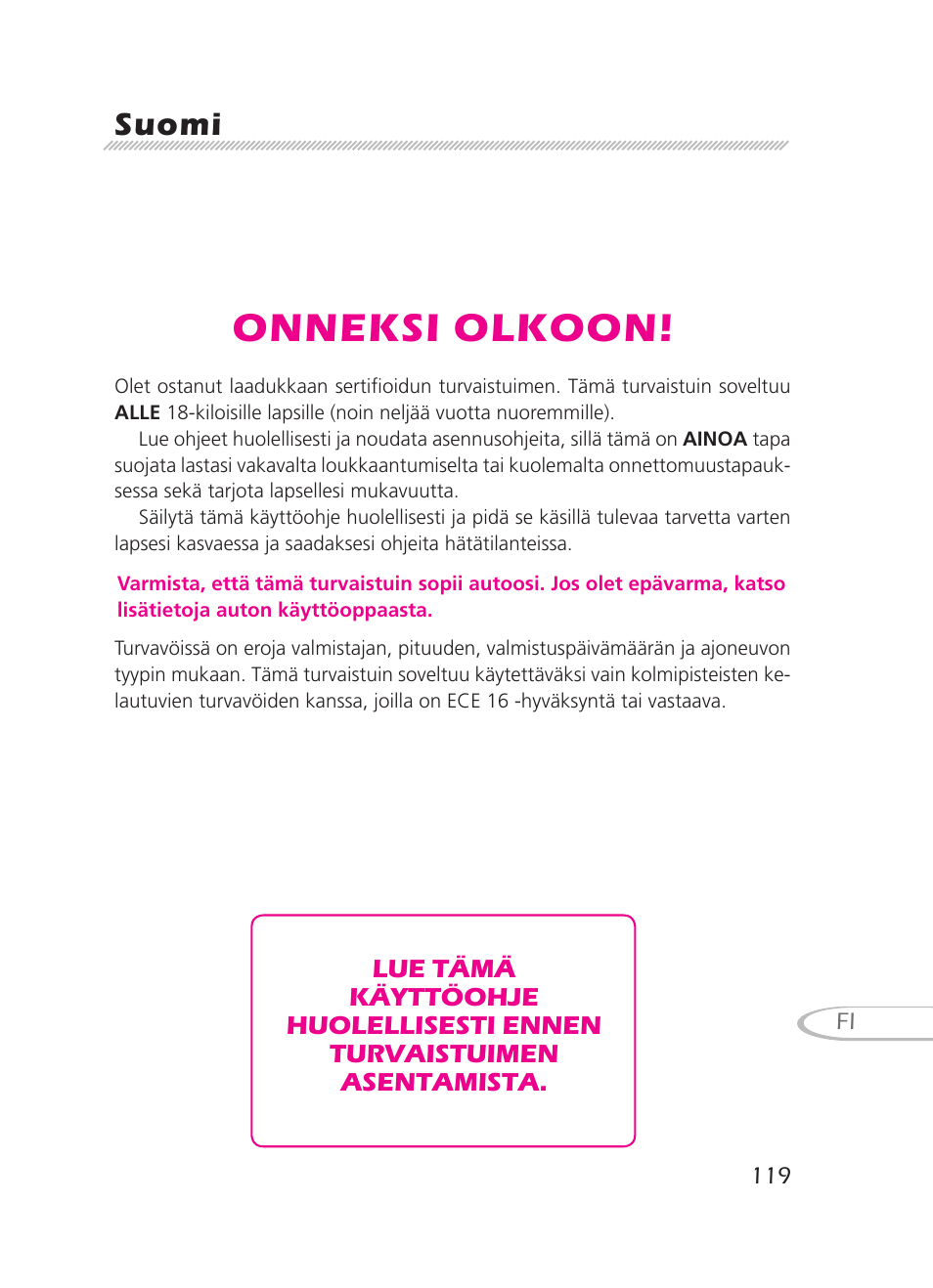 Onneksi olkoon, Suomi | Graco 8H98 User Manual | Page 119 / 140