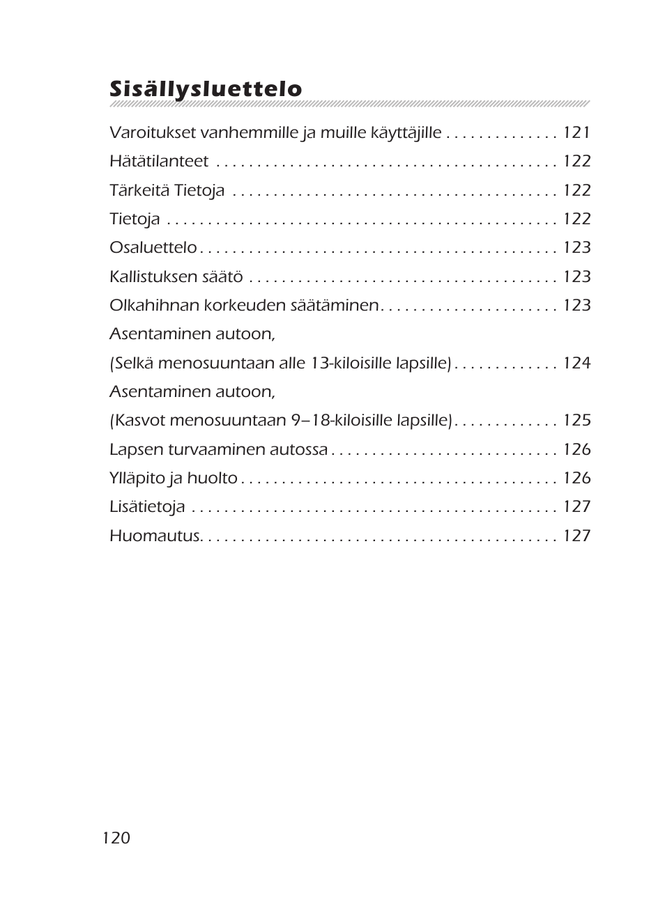Sisällysluettelo | Graco 8H98 User Manual | Page 120 / 140