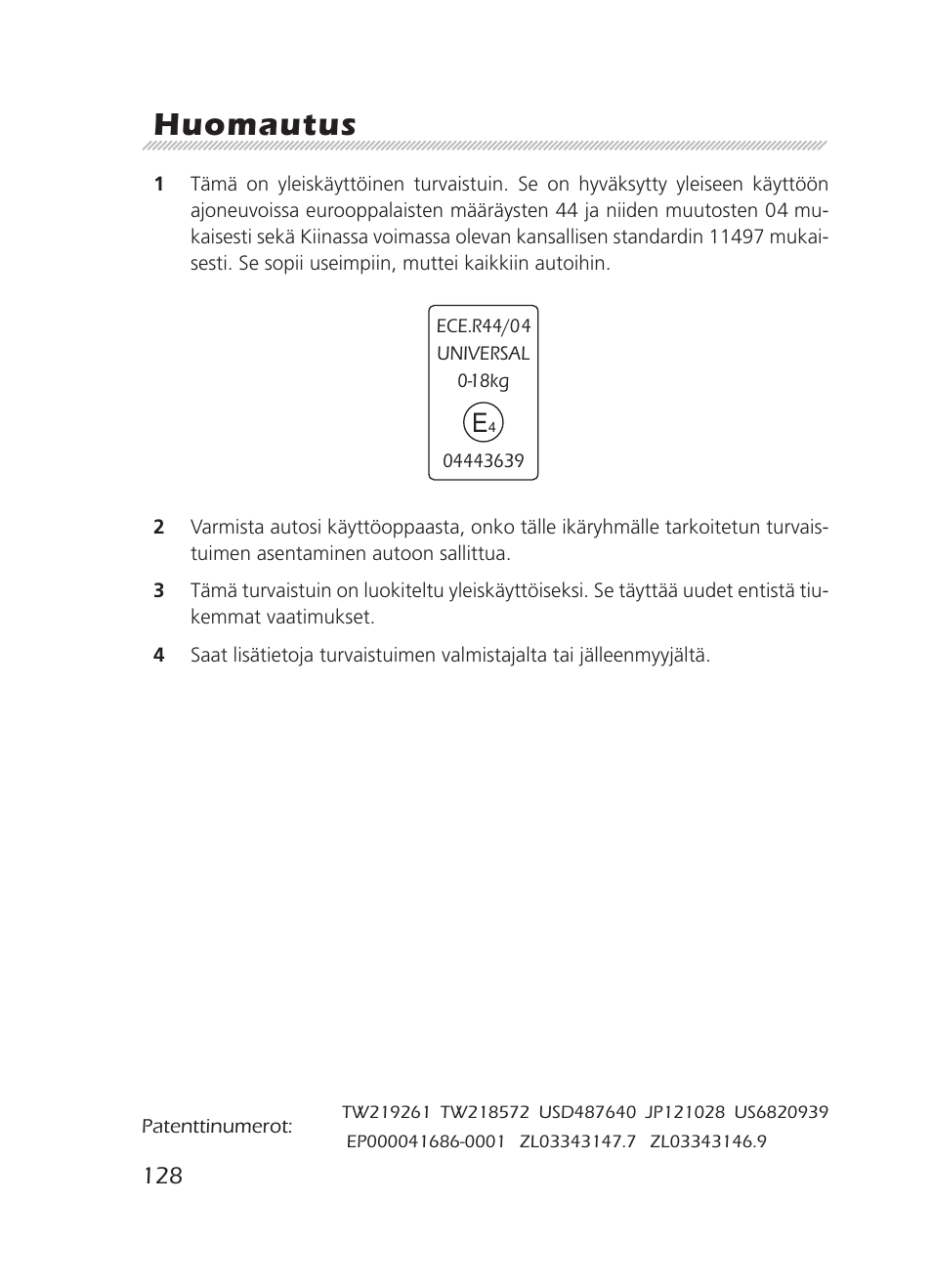 Huomautus | Graco 8H98 User Manual | Page 128 / 140