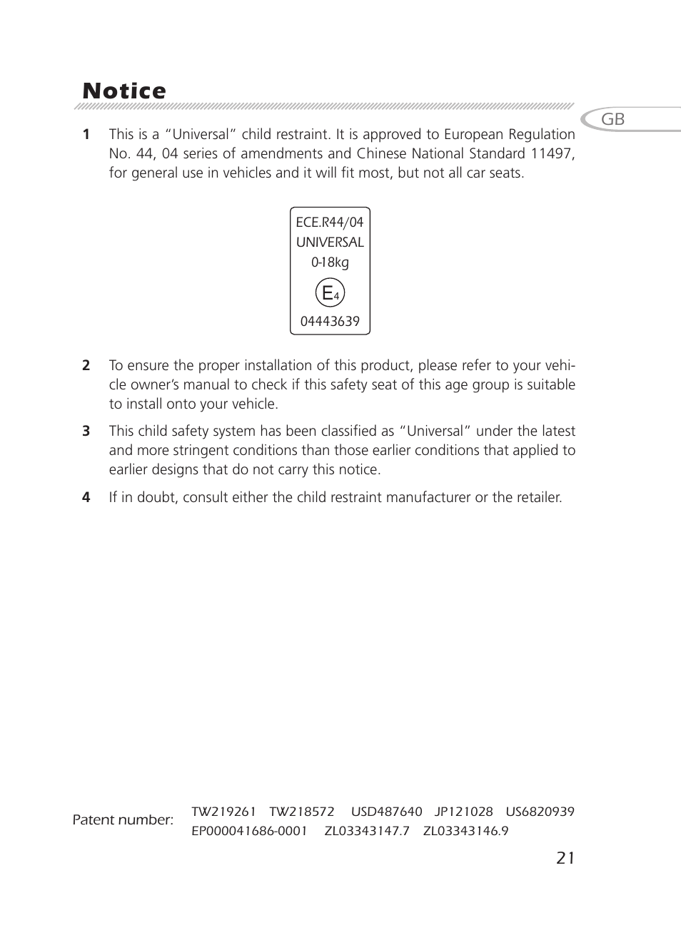 Notice | Graco 8H98 User Manual | Page 21 / 140