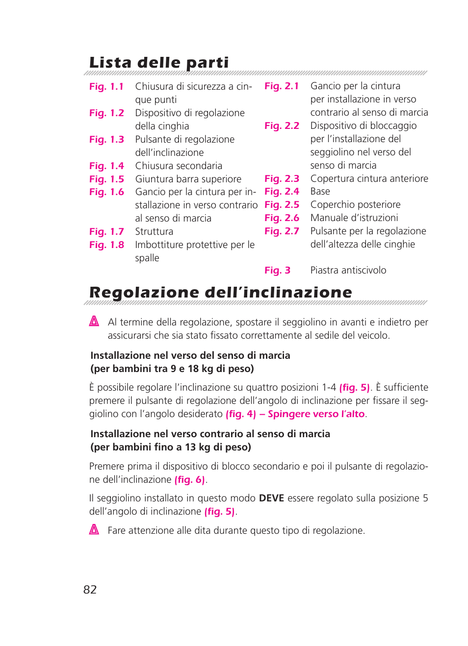 Lista delle parti, Regolazione dell’inclinazione | Graco 8H98 User Manual | Page 82 / 140