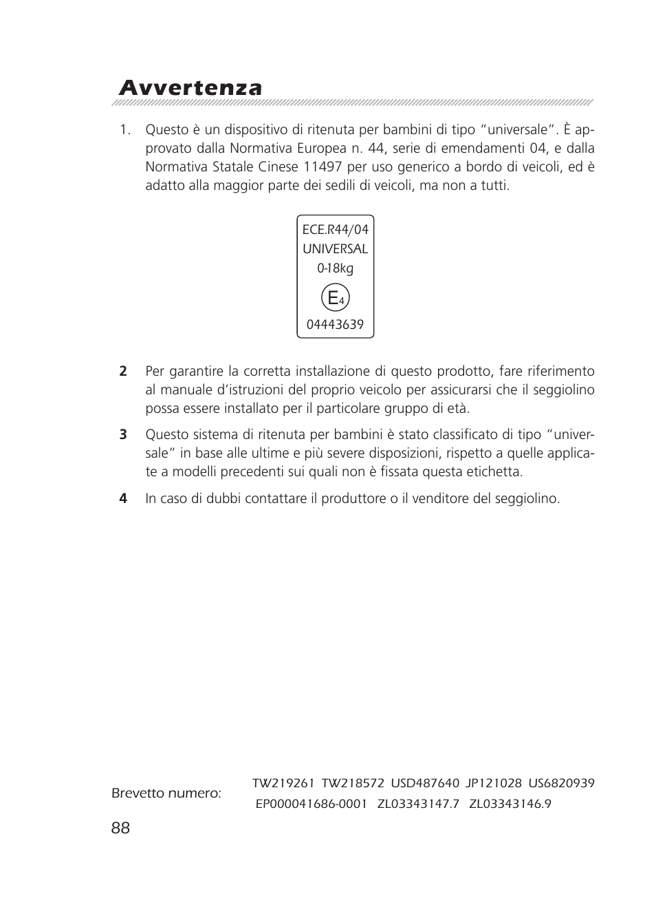 Avvertenza | Graco 8H98 User Manual | Page 88 / 140