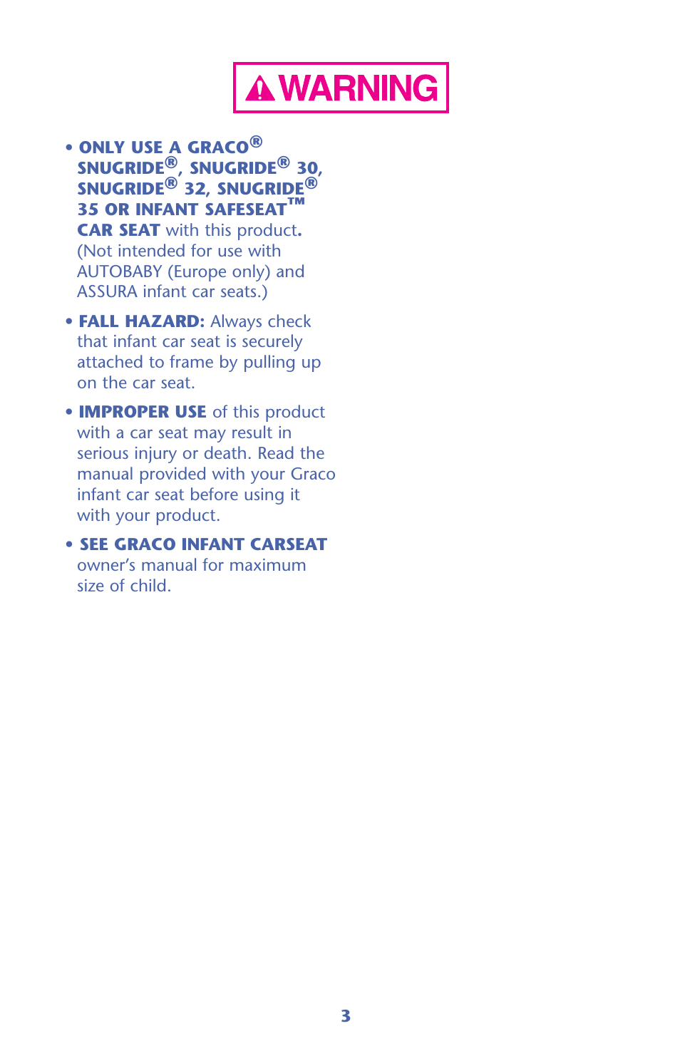 Graco 32 User Manual | Page 3 / 100
