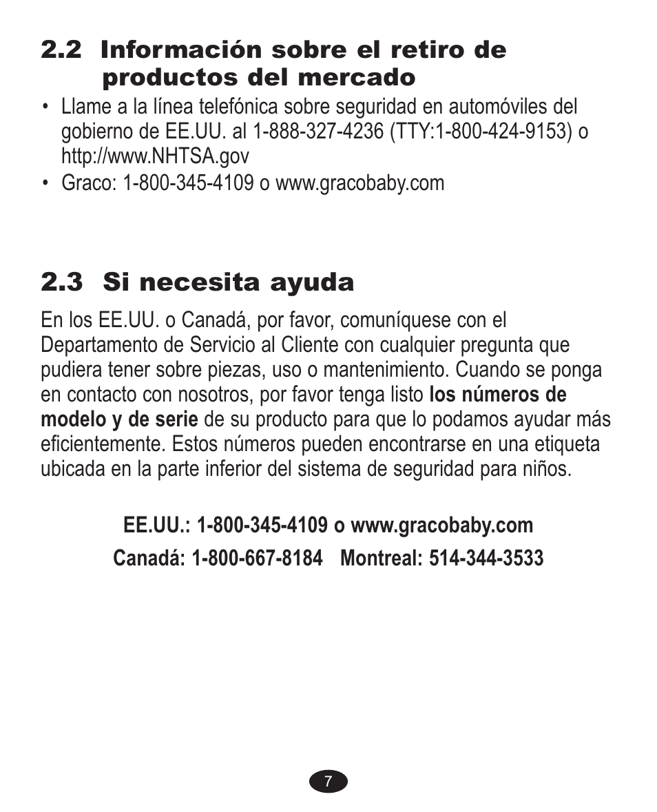 3 si necesita ayuda | Graco 32 User Manual | Page 67 / 100
