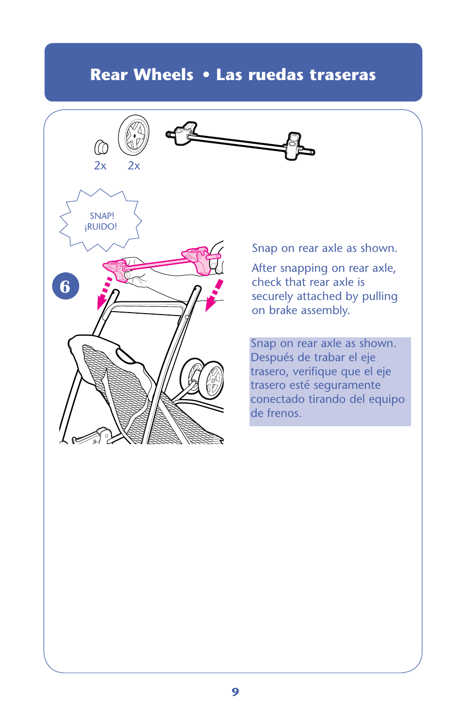 Rear wheels • las ruedas traseras | Graco 32 User Manual | Page 9 / 100