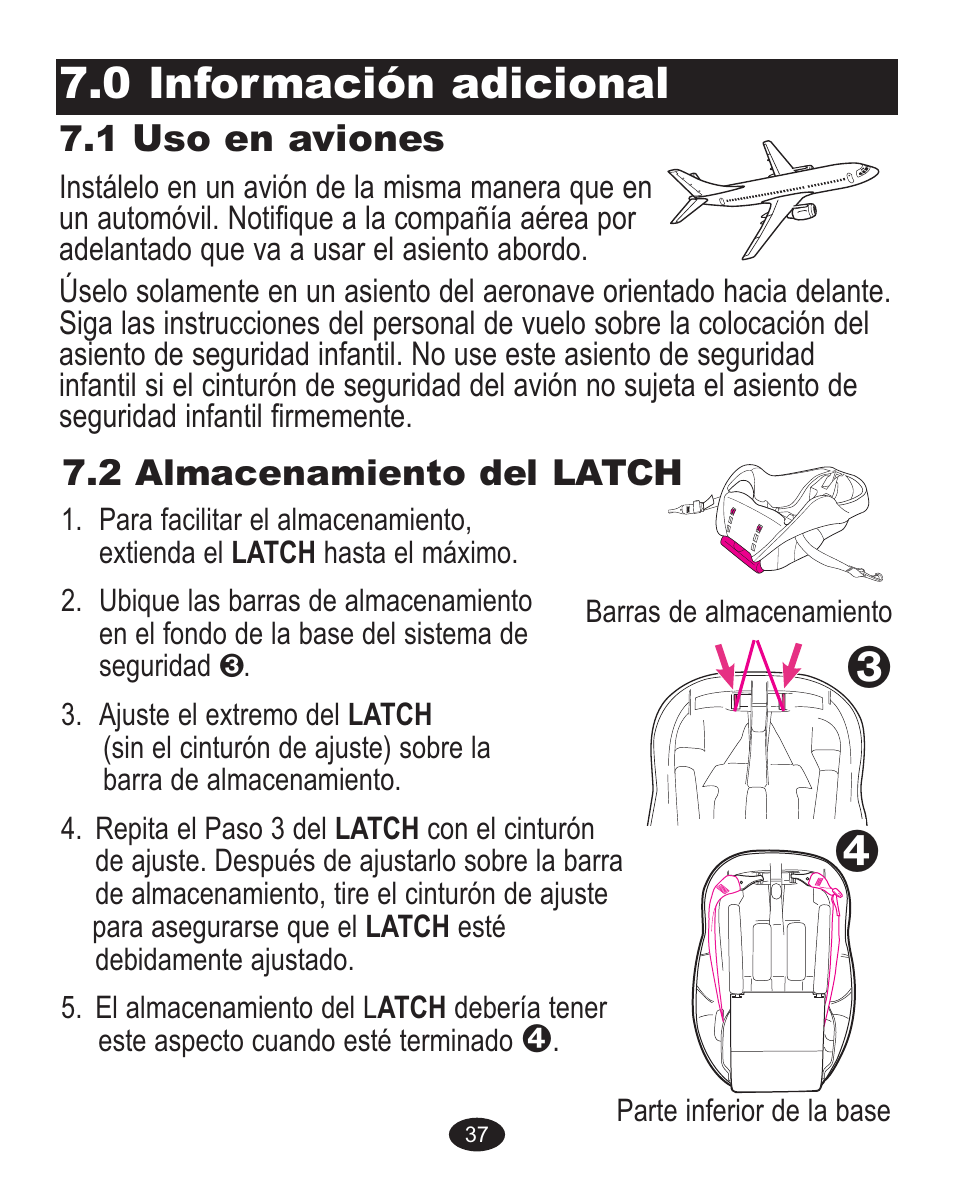 0 información adicional, Uso en aviones | Graco 32 User Manual | Page 97 / 100